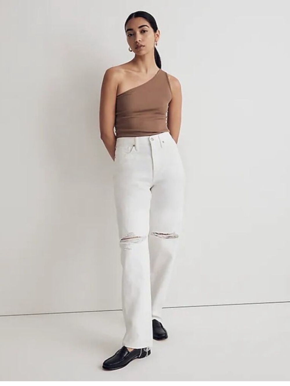 Madewell Baggy Straight white jeans distressed size 24
